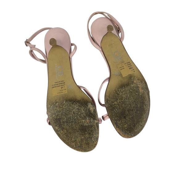 Pink Butterfly Sandals 10 Strappy Ankle Y2K Small Heel Vintage CB Collections - Picture 8 of 10